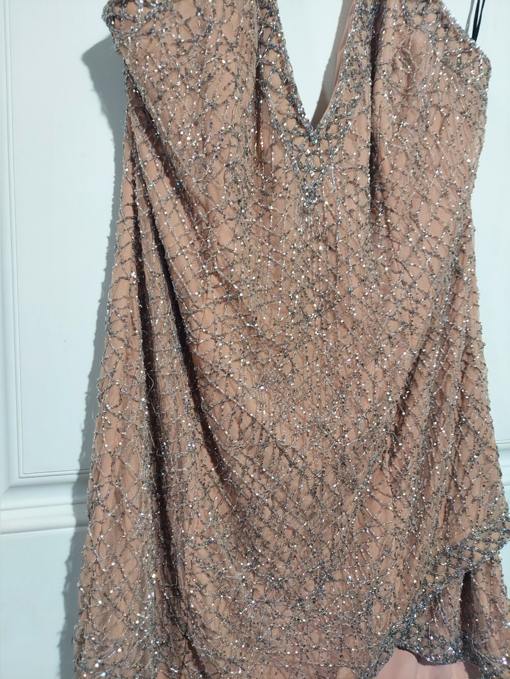 NBD Rischa Heavily Beaded Halter Revolve Mini Dress Size Large